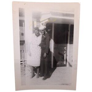 Vintage Found Photo African American Black 1940s Military Uniform Mother Son